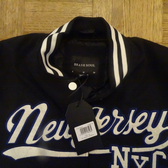 NWT BRAVE SOUL New Jersey BOMBER JACKET - Picture 4 of 4